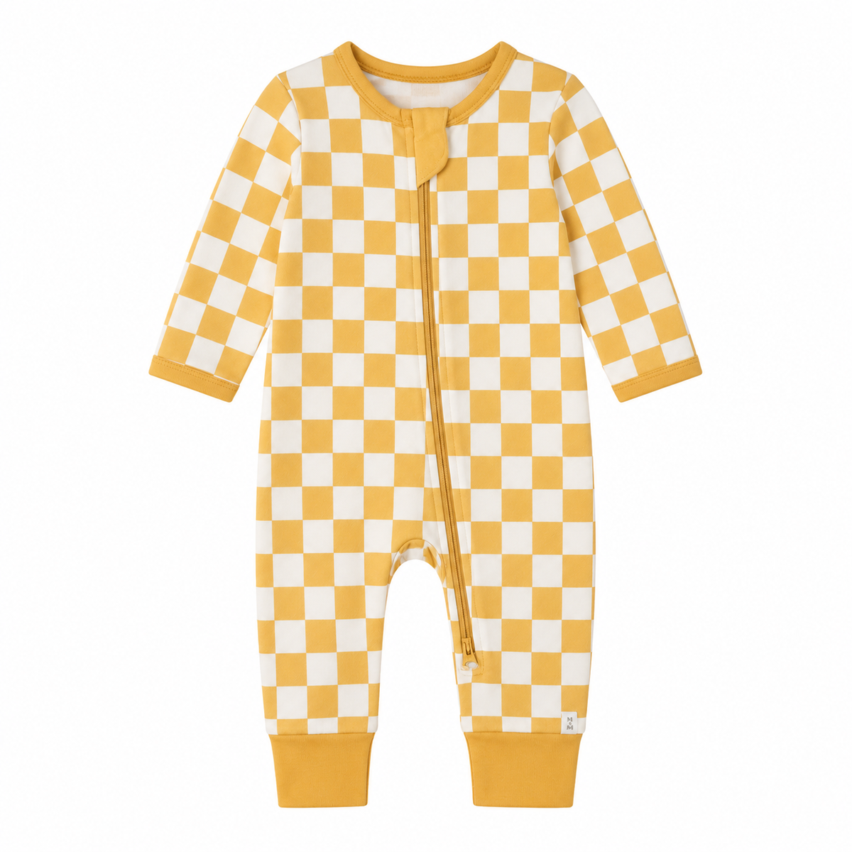Milo & Mae zip-romper, geel geblokt
