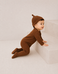 Set: Zip-romper & mutsje — Chocoladebruin
