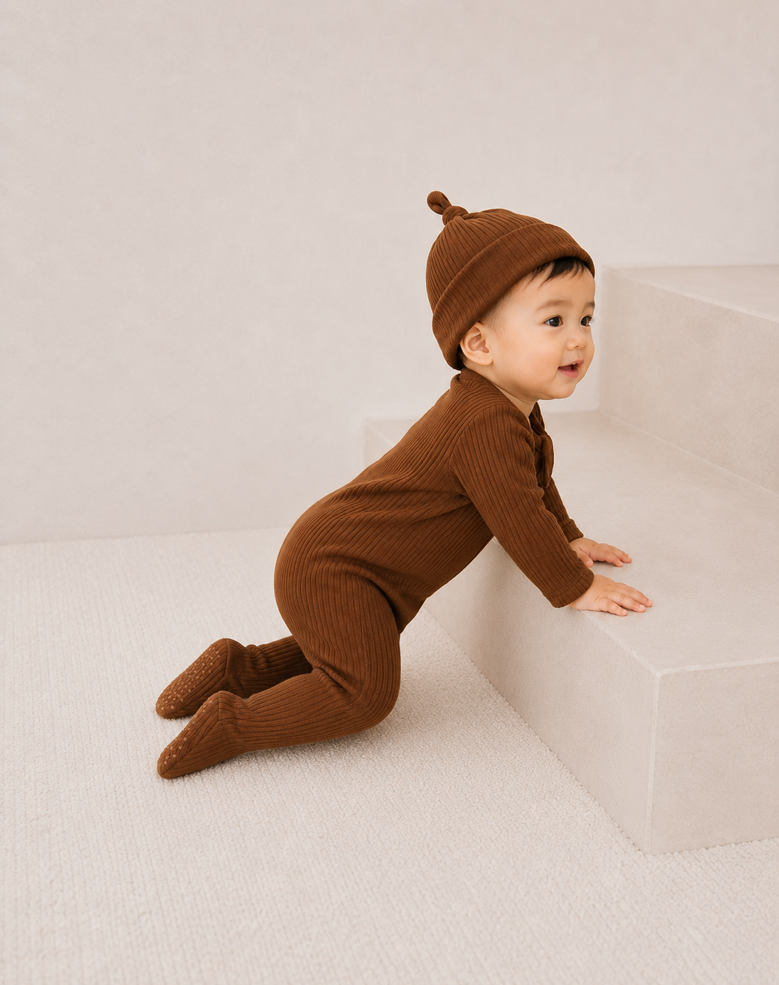 Zip-romper Chocoladebruin